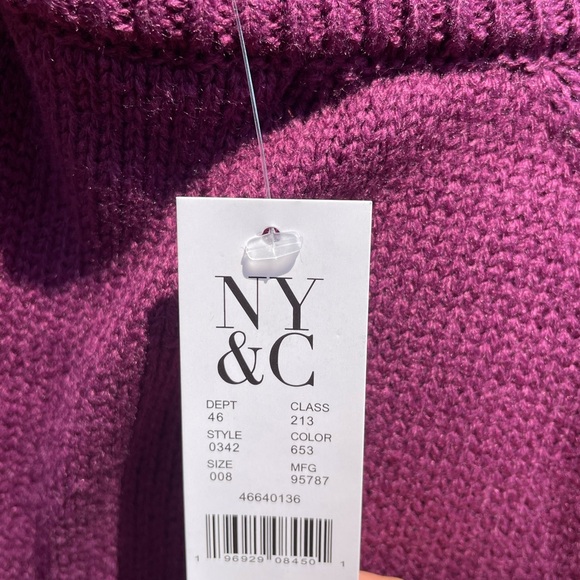 New York and Company Women's Aubergine and Silver Studs Sweater Size Large NWT - Picture 4 of 8
